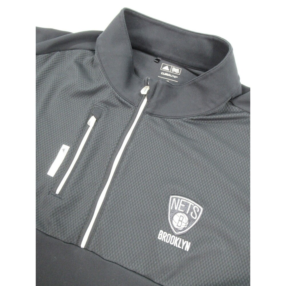 NBA Adidas Golf Climalite Mens 2XL Brooklyn Nets 1/4 Zip Pullover Black Top